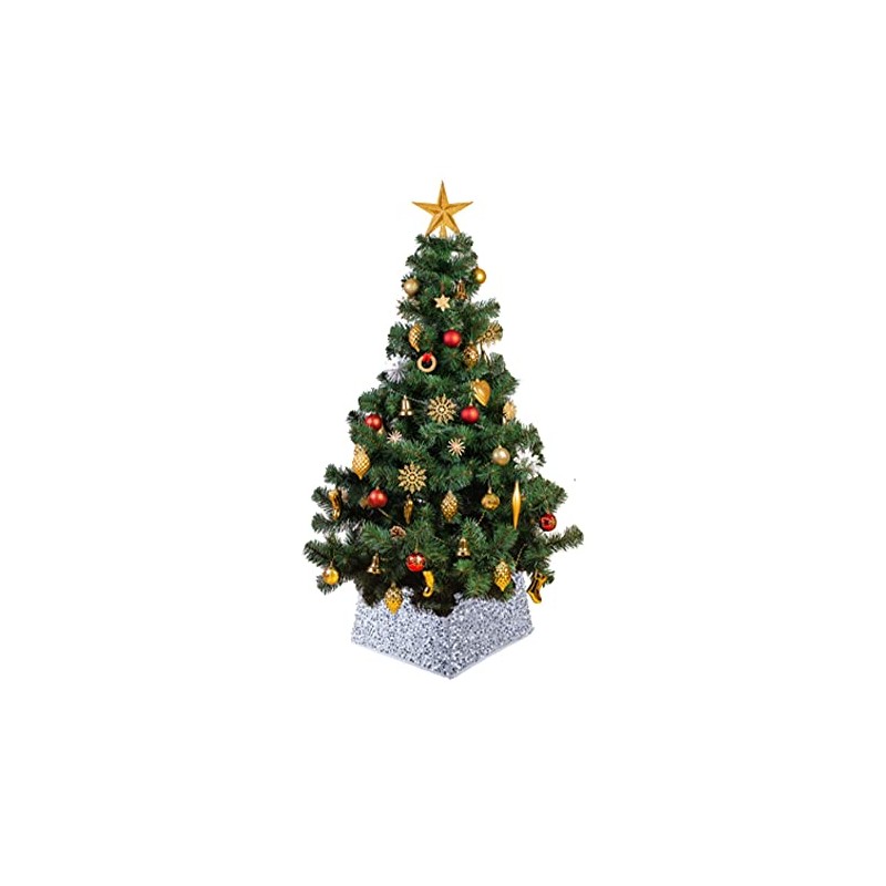 Christmas Box Style Sequin Tree Skirt Foldable - White and