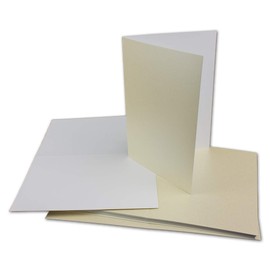 Glüxx Agent 30 x Folding Cards Blank with Envelope - DIN A6 / C6 Cream Matt Gloss - Folding Cards A6 10.5 x 14.7 cm with Envelopes C6 11.5 x 16 cm - Card Envelope Set