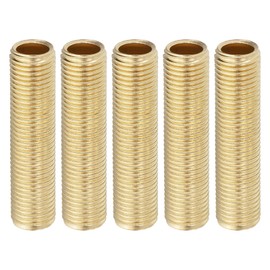 PATIKIL 1/4IP Standard Thread Brass Lamp Pipe Nipple, 5 Pcs 55mm/ 2.2" Length Hollow Tube Adapter Coupler Connector Pipe Fitting Hardware DIY Repair Part for Lamp Lights