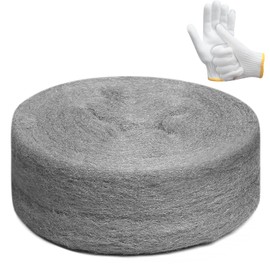 Stainless Steel Wool with Gloves, Steel Wool Fill Fabric Roll, Gap Blocker Coarse Wire Hardware Cloth DIY Kit for Holes, Wall, Garden, Kitchen, Pipeline in Garage (20FT)