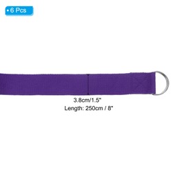 PATIKIL Yoga Strap for Stretching 8 Feet, 6Pcs Cotton Yoga Belt with Adjustable Metal D-Ring Buckle Stretch Bands for Fitness Pilates, Dark Purple