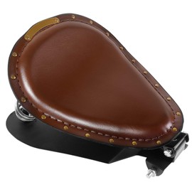 Leather Motorcycle Solo Seat with Seat Base Spring Mounting Bracket Kit Compatible with Harley Davidson Harley Sportster XL 883 1200(Brown)
