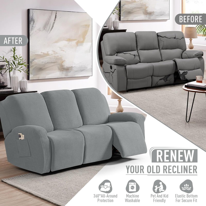 TAOCOCO Recliner Sofa Covers 8-Pieces Stretch Large Couch Covers for