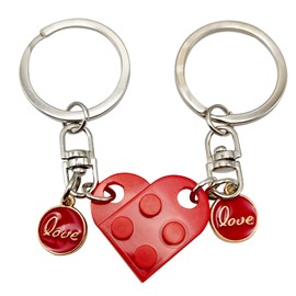 OPYLO Red Heart Keychain Set for Couples, Heart Keychain for Boyfriend Girlfriend, Matching Heart red Keychains.