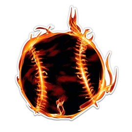 GT Graphics Baseball Glowing on Fire - 8" Vinyl Sticker - for Car Laptop I-Pad - Waterproof Decal