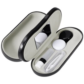 Healifty Double Sided Contact Lens Case, Contact Lens Travel Case with Built-in Mirror, Tweezer and Contact Solution Bottle, Leak Proof Daily Glasses and Contact Case 2 in 1 for Travel
