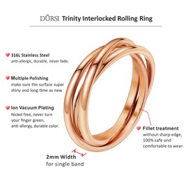 DURSI Trinity - Anillo triple entrelazado para mujeres y niñas y niños, anillo de rompecabezas apilable de cruz de acero inoxidable para ansiedad, anillo de compromiso minimalista, 5, Metal, arenisca