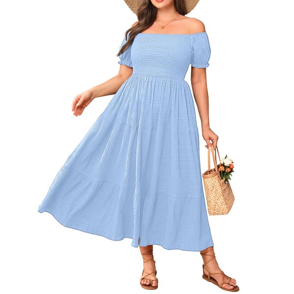 Plus Size Summer Dress Light Blue Baby Shower Long Maternity