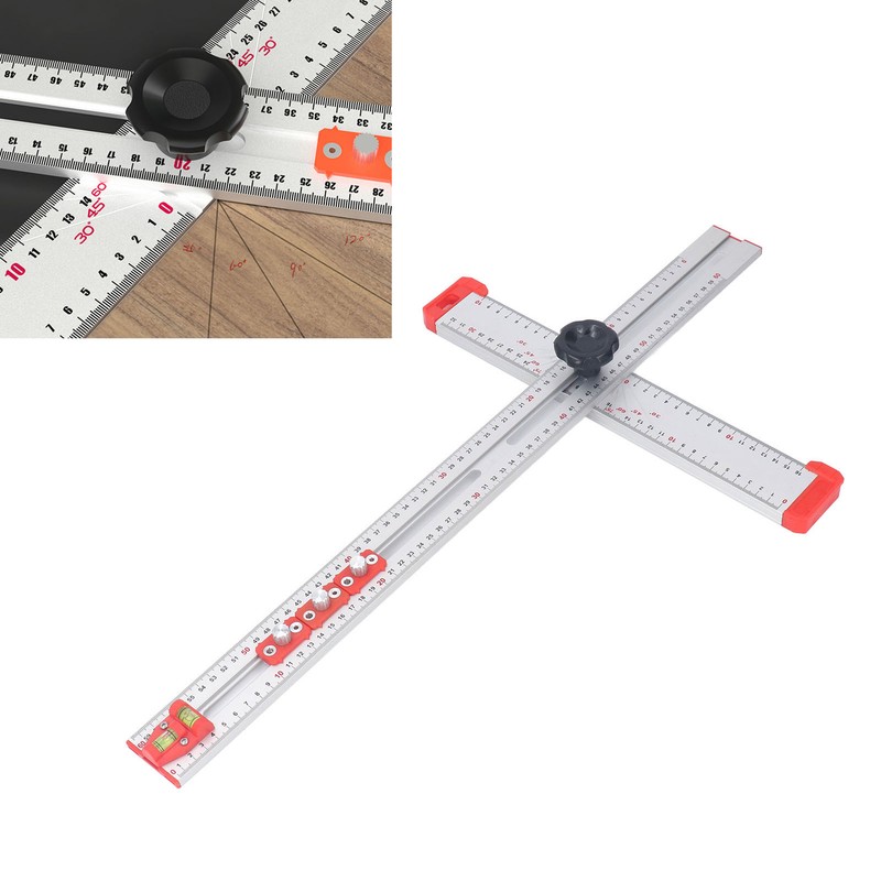 Woodworking Ruler Scribing Tool 2 In 1 Multifunctional Aluminum Alloy