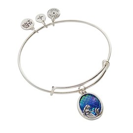 Alex and Ani Mermaid Charm Bangle Bracelet, Path of Symbols, Shiny Antique Silver Finish, 2 to 3.5 in