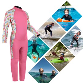 DEHAI Wetsuit Kids for Boys Girls Toddler Youth 3mm Neoprene Back Full Wet Suit Childrens Front Zipper Shorty Thermal Swimsuits Cold Water Warmth for Swimming Diving Surfing