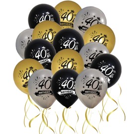 Jwssor 40th Balloons,40th Birthday Balloons,15pcs Black Gold Silver Balloons,40th Birthday Decorations for Men Women