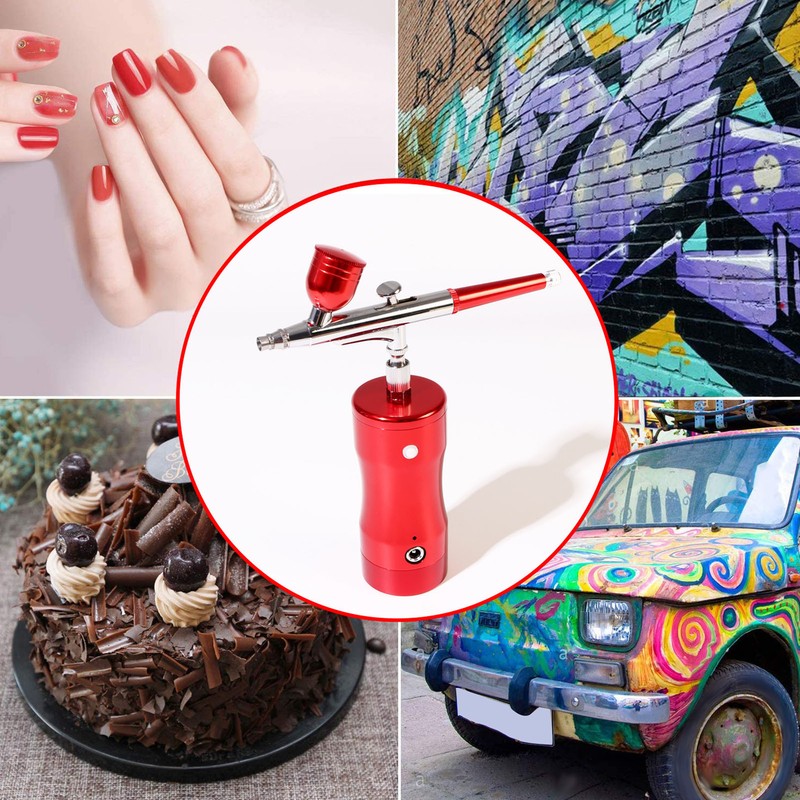 Auto Cordless Airbrush Kit Rechargeable Handheld 17.4psi Compressor for Nails