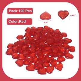 AiFanS 120PCS Red Heart Shaped Marbles Vase Fillers, Acrylic Heart Gems for Table Scatter, Home Decor and Centerpieces, Valentine's Day Decor