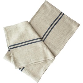 Sankara Table Runner, Nordic, Modern, Stylish, Chic Linen, 90.1 x 13.0 inches (230 x 33 cm), Table Center, W Stripe x Navy