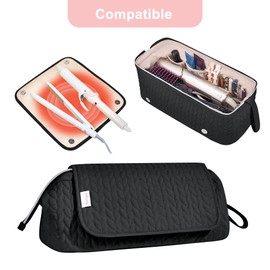 Hair Tools Travel Bag Karsyon Heat Resistant Mat Case Hot Tools Straightener, Curling Iron,Hair Dryers,Haircare Accessories Travel Essentials for Women 2 in 1 Organizer Bags (Black)