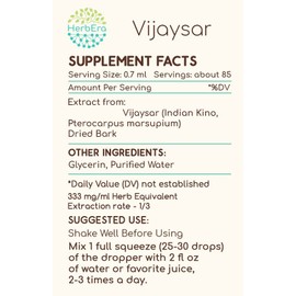 Vijaysar B60 Alcohol-Free Herbal Extract Tincture, Concentrated Liquid Drops Natural Vijaysar (Indian Kino, Pterocarpus Marsupium) Dried Bark (2 fl oz)