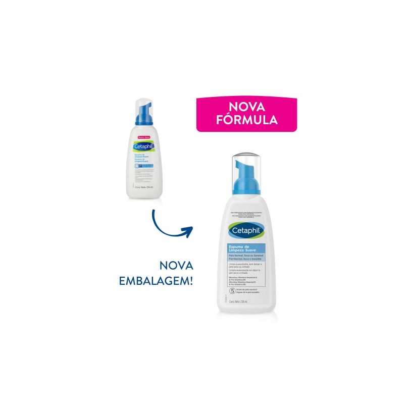 Cetaphil Espuma de Limpieza Suave, Limpia Suavemente sin Dejar la