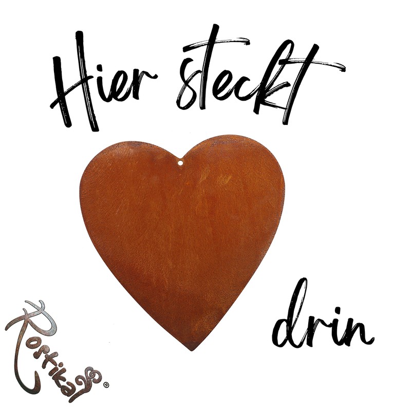 Rostikal Hanging Decoration Heart with Ribbon Garden Decoration Rust Decoration
