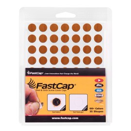 FastCap - Screw Hole Covers, 1/2" (13mm) Stickers - Professional Woodworking & Cabinetry - One Sheet (56-Caps) - Woodgrain PVC, Color - Natural Cherry