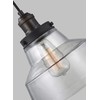 Feiss P1348PAGB/DWZ Baskin Glass Pendant Lighting, Brass, 1-Light (10"Dia x