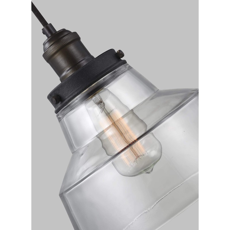 Feiss P1348PAGB/DWZ Baskin Glass Pendant Lighting, Brass, 1-Light (10"Dia x