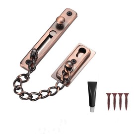 OPDENK Door Chain Lock,Stainless Steel Theft Door Chain with Screws,Polished Security Door Latch Lock for Bedroom, Inside Door,Home,Hotel (Copper Red)