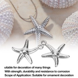 50Pcs Silver Starfish Pendants, 17.5mmx15.5mm Hollow Double Sided Unique Design Ocean Life Sea Animal Metal Charms for Jewelry Craft