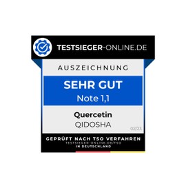 QIDOSHA® Quercetin Capsules High Dose, Test Winner 02/23*, 120 Pieces/Glass, 500 mg Pure Quercetin per Capsule, Quercetin Quantity Tested by External Laboratory, German Production