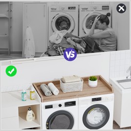 Washer Dryer Countertop, 27.5" W × 54" L Laundry Countertop with Edge Rails, Particle Board Countertop for Laundry Room Organization (Oak)