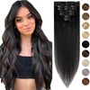 Silk-co 8 PCS Hair Extensions Clip in Hair Extension #01