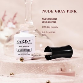RARJSM Nude Gel Nail Polish Pale Pink White Neutral Color Skin Tone Gel Polish 15ml Single Bottle Transparent Sheer Jelly Pink Nail Gel Polish Soak off UV LED Cured for Home Salon DIY Manicure