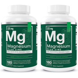 Essential Elements Magnesium Plus Zinc with Vitamin D3 - Scientifically Formulated Heart, Bone, & Muscle Support - 225mg Triple-Strength Magnesium Complex with Glycinate, Malate, Citrate - 360 Count