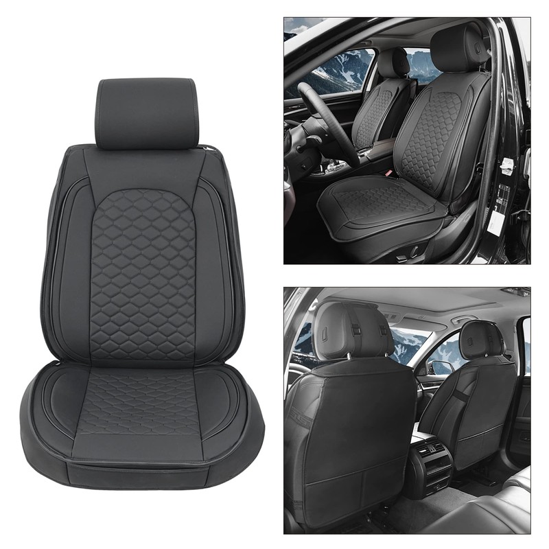 Elantrip Front Car Seat Cover Luxury Faux Leather Pocket with