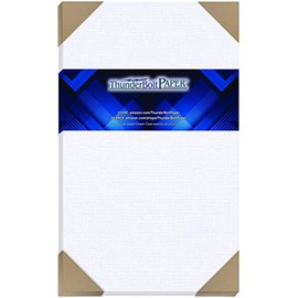 50 Bright White Linen 80# Cover Paper Sheets - 8.5" X 14" (8.5X14 Inches) Legal|Menu Size - 80 lb/Pound Card Weight - Fine Linen Textured Finish Quality Cardstock