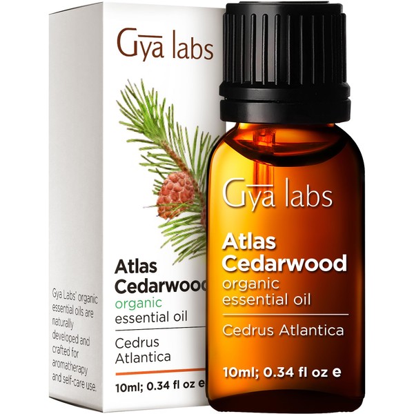 Gya Labs Atlas Cedarwood Essential Oil Organic for Hair Growth & Diffuser - 100% Pure & Natural Therapeutic Grade Essential Oil Cedarwood Oil Organic for Aromatherapy & Skin (0.34 fl oz)