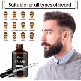 Kanzy Beard Oil Grooming Kit for Men 30ml - Mustache Hair Growth Oil, All Natural Hair Growth Oil for Beard, Organic Scented Hair Oil to Strengthen and Soften Facial Hair