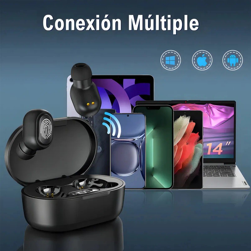 Audfonos In-ear Inalmbricos MOREKA E601 Indicador LED del Nivel de