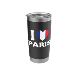 I Love Paris Heart France Flag Stainless Steel Insulated Tumbler