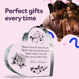Household Gifts for Friends & Family - Quotes from the Bard - Acrylic Heart Plaque Keepsake Gift for Friend, 100mm x 100mm Present For Family Best Friends Bestie Gifts