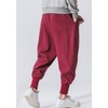 LifeHe Men Linen Drop Crotch Wide Leg Baggy Harem Pants