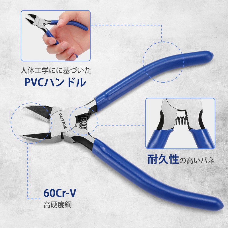 WORKPRO Strong Nipper, Plastic Nipper, 4.5 inches (115 mm), Mini