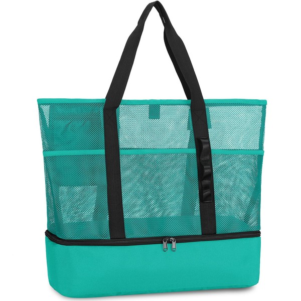 UYLIA 8 Pockets Tote Mesh Beach Bag Women's Large Foldable