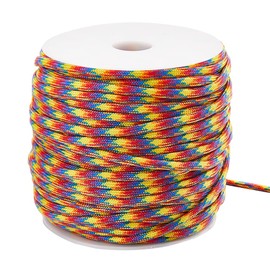 SOFPLATE 50M/55 Yards Hanks Rope Parachute Cords with Plastic Spool 4mm Polyester Rainbow Colorful Technora Spandex Parachute Thread Ropes for Jewelry Bracelets Necklaces Outdoor Supplies DIY Making