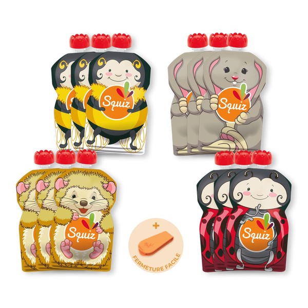 Set of 12 Reusable Squeeze Bags 130ml | Nature Collection