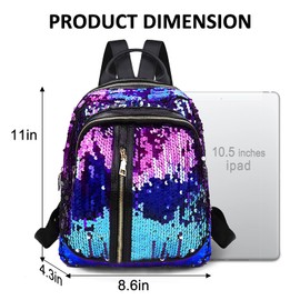Fmeida Girls Mini Backpack Sequin Bookbag Cute Daypacks Purse for Kids Christmas Gift - Blue&Purple