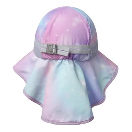 icolor Kids Sun Hat UPF50+ Sun Protection Bucket Hat Toddler Summer Travel Beach Play Hats with Neck Flap for Girl Boy Ages 3~10 (PinkStarry)