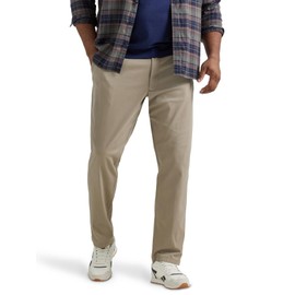 Lee Men's Big & Tall Extreme Motion Flat Front Relaxed Taper Pant Khaki 44W x 30L