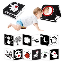 Black and White Baby Toys, High Contrast Baby Toys for Newborn, Tummy Time Toys, Newborn Toys 0-3 Months Brain Development, Soft Baby Book, Montessori Toys 0-6-12 Months Infant Sensory Toys Gift