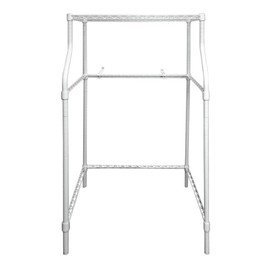Magic Chef Compact Metal Laundry Rack Stand with Opening for Washer and Shelf for Dryer
